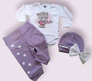 Kompleti: 3 dekni kompletic Vel 56-62 dvobroj do 3 meseci 68 do 5 meseci 74 do 9 — 8