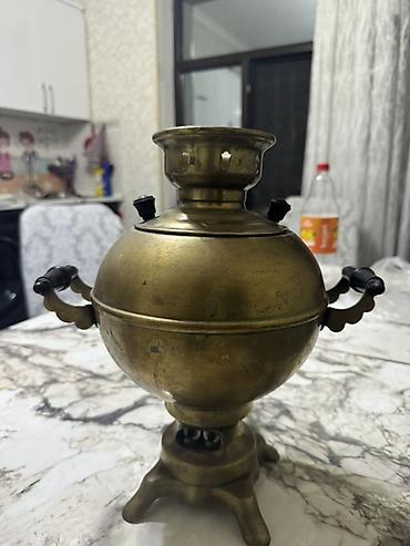 samovar luləyi: Mis Elektrik samovar – pirinç gövdəli, klassik qlobus formalı model — 2