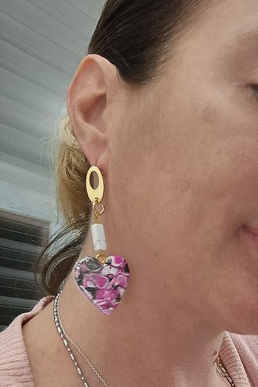 Minđuše: Ručno rađene mindjuse od gline sa unikatnim apstraktnim dezenom i — 12