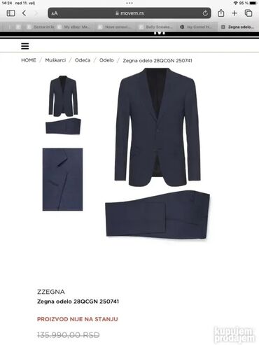 Odela: Dvodelno odelo, XL (EU 54), L (EU 52), bоја - Tamnoplava, Vuna — 6