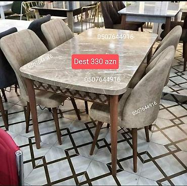 Masa və oturacaq dəstləri: Mətbəx üçün, Yeni, Açılan, Dördbucaq masa, 4 stul — 6