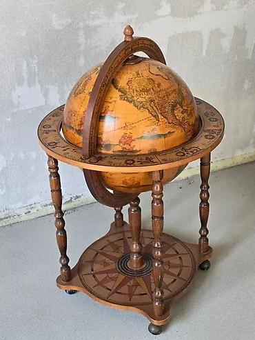 drvene roletne: Globus bar za piće / ukrasni mini bar Dobro stanje 🛠️ Prečnik: 54 cm — 3