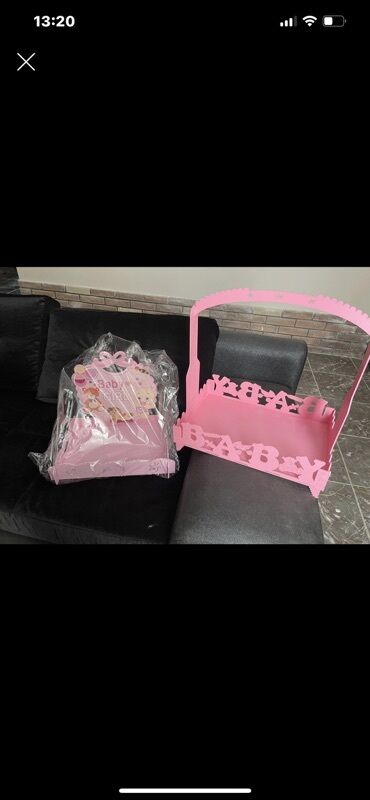 Bitkilər: Məhsul: “Baby” yazılı bəzəkli qutu və səbət seti - Rəng: Açıq çəhrayı