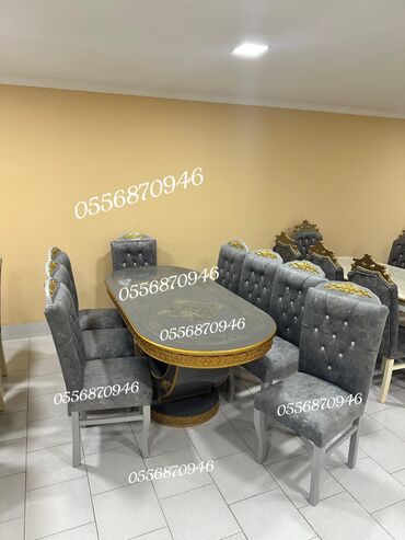 Sifarişlə masa və oturacaq dəstləri: Oval masa, Qonaq otağı üçün, 6 nəfər, Azərbaycan, Zəmanətli — 4