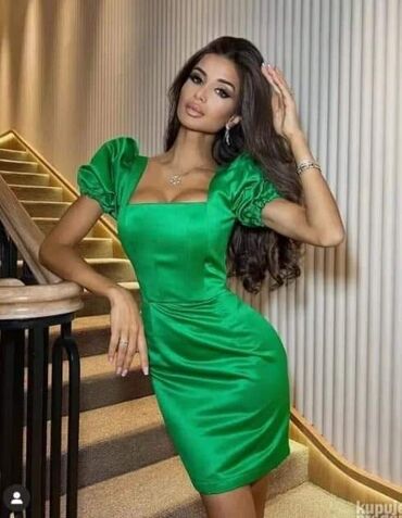 haljine iz turske: M (EU 38), color - Green, Cocktail, Short sleeves