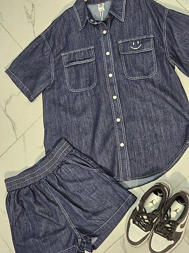 Костюмы с шортами: Джинсовый комплект: рубашка с коротким рукавом + шорты 😍😍😍 стильная — 1