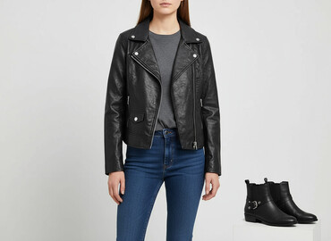 kurtki skoropodobne: Sinsay, Women`s leather jacket, size 2XS