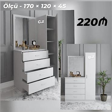 bez dəyişmək üçün komod: Ağ rəngdə kozmetik masa/komod-dolab dəsti - Ölçü: 170 × 120 × 45 sm — 1