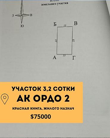 ак ордо участак: 3 соток, Для строительства, Красная книга, Тех паспорт — 1