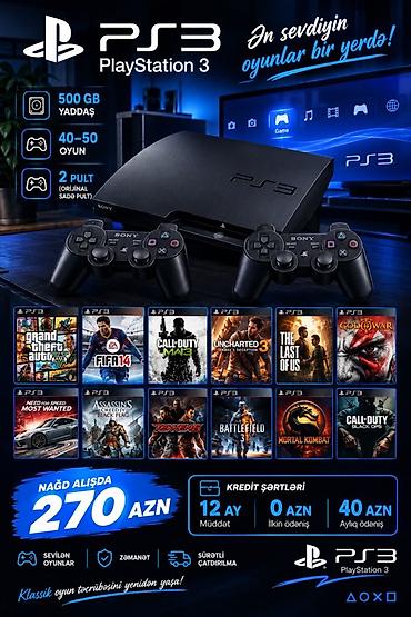 kreditle playstation 3: PlayStation 3 (PS3) oyun konsolu - 500 GB yaddaş - 40–50 oyun yüklü - — 1