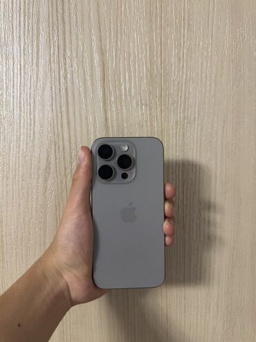 Apple iPhone: IPhone 15 Pro, Б/у, 256 ГБ, Natural Titanium, Коробка, 91 %