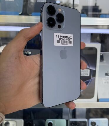 куплю компьютеров и ноутбуков: IPhone 13 Pro Max, Колдонулган, 256 ГБ, Sierra Blue, Кулакчындар, Коргоочу айнек, Каптама, 85 %