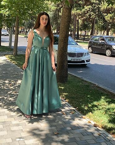 vecerni don: Məhsul: Zərif uzun ziyafət donu - Rəng: solğun yaşıl/sedefli zümrüd — 2