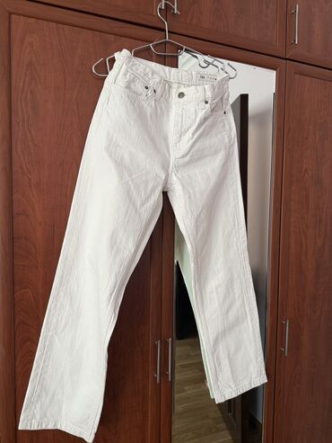 Брюки, Zara, S (EU 36), цвет - Белый