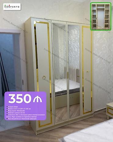 4 qapılı paltar dolabı - Ölçü: D 47 × H 200 × E 160 sm - Material: 18