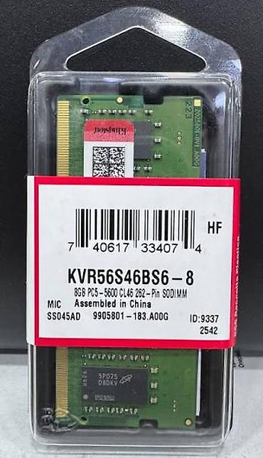 mikrosxem: Operativ yaddaş (RAM) Kingston, 8 GB, > 4000 Mhz, DDR5, Noutbuk üçün, Yeni — 1
