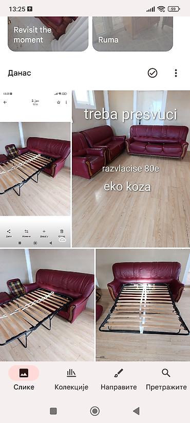 Ugaone garniture: Nameštaj – više artikala 1) Drvena vitrina sa staklenim krilima – — 23