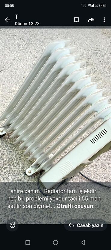Zərərvericilərə qarşı mübarizə aparatları: Tahirə xanım . Radiator tam işləkdir heç bir problemi yoxdur təcili 55