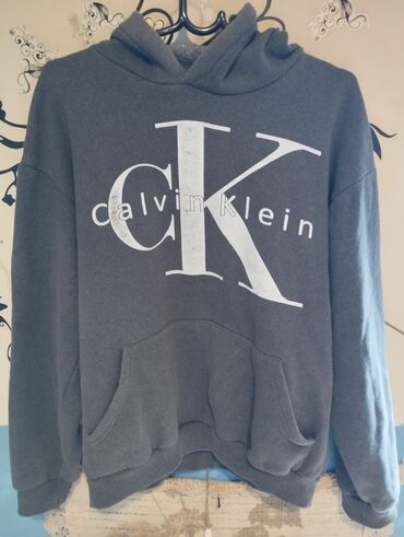 nike dukserice: Sweatshirt, L (EU 52), Calvin Klein, color - Grey, With a hood