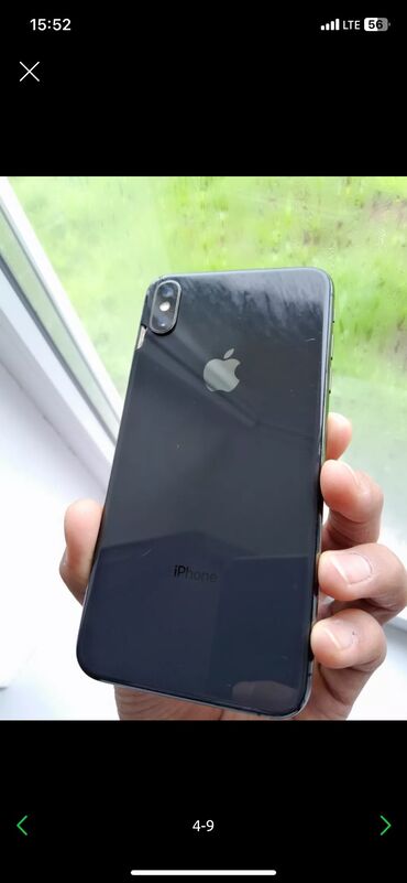 Apple iPhone: IPhone Xs Max, Колдонулган, 256 ГБ, Кара, Заряддоочу түзүлүш, Коргоочу айнек, Каптама, 78 %