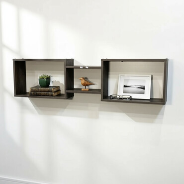 шкаф и настенные книжные полки: Полка навесная P002 (Дуб серо-коричневый) Настенная полка