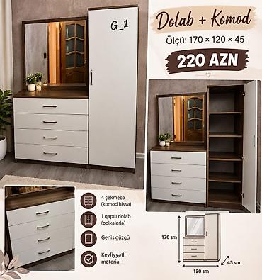 Dolab + Komod dəsti (G_1) - Ölçü: 170 x 120 x 45 sm - Qiymət: 220 AZN