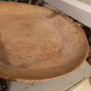 Digər qab-qacaq və mətbəx ləvazimatları: Ağac gövdəsindən hazırlanmış tabağ. - Tabağ, unun ələkdən — 4