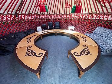 Аренда юрт: Аренда юрты, Каркас Деревянный, 85 баш, Самовар, С полом, Стол — 8