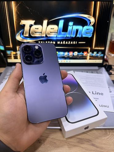 iphone iks: IPhone 14 Pro, 128 GB, Deep Purple, Zəmanət, Kredit, Simsiz şarj — 1