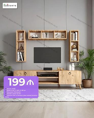 Televizor altlığı və asma rəf dəsti - Ölçülər: 40 (D) x 180 (H) x 180