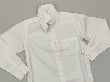 biala koszulka z dlugim rekawem: Koszula 9 lat, stan - Dobry, wzór - Jednolity kolor, kolor - Biały