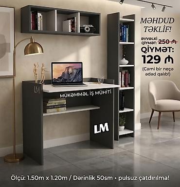 Mebel: Düz masa, Polkalı, Siyirməsiz — 1