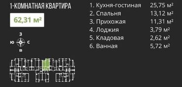 Продажа квартир: 2 комнаты, 63 м², Элитка, 4 этаж, Косметический ремонт