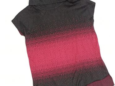 Dwukolorowy sweter damski z krótkim rękawem i golfem, w odcieniach