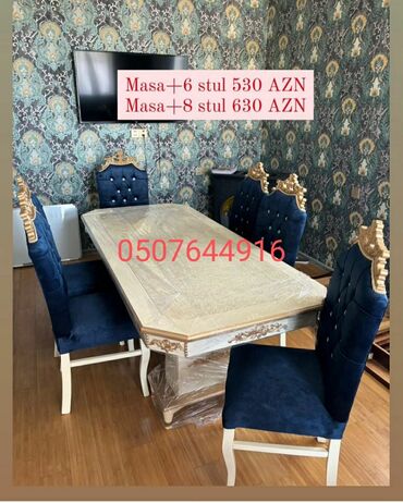 Masa və oturacaq dəstləri: Qonaq otağı üçün, Yeni, Açılmayan, Dördbucaq masa, 6 stul -da lalafo.az — 9 Masa və oturacaq dəstləri: Qonaq otağı üçün, Yeni, Açılmayan, Dördbucaq masa, 6 stul — 9