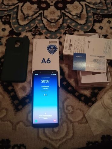 телефон а6: Samsung Galaxy A6, Б/у, 32 ГБ, цвет - Черный, 2 SIM