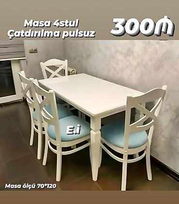 acar naboru satilir: Ağ rəngli yemək otağı dəsti: - 1 masa + 4 stul - Masa ölçüsü: 70×120 — 1