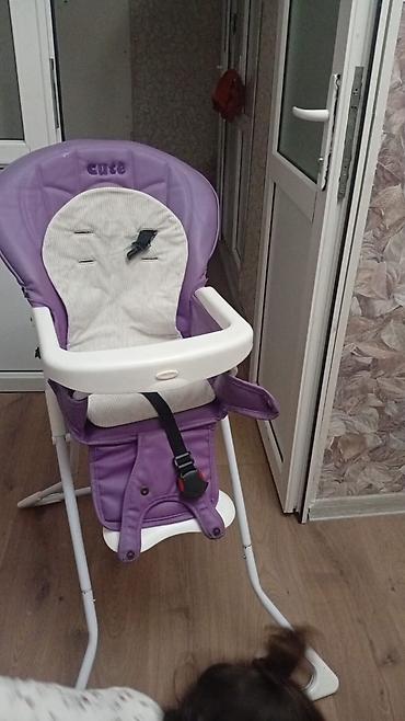 masın oyunları: Uşaq yemək stulu – Cute brendi - Rəng: bənövşəyi/ağ - Yumşaq yastıqlı — 1