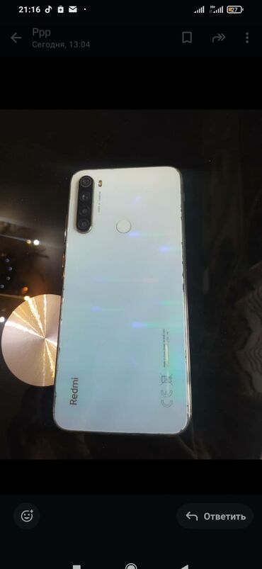 телефоны ми: Redmi, Redmi Note 8T, Б/у, 64 ГБ, цвет - Голубой, 2 SIM