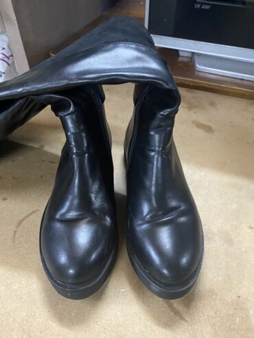 Сапоги: Женские ботинки-ботфорты Dior (логотип на заднике) - Цвет: черный - — 4