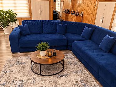 Künc divan, İşlənmiş, Açılan, Bazalı, Vеlur parça