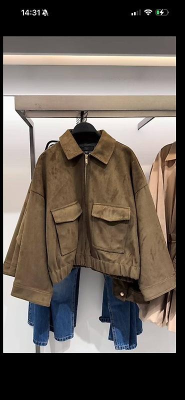 замшевый пиджак: Куртка-жакет Zara из мягкого материала под замшу, цвет хаки/оливковый — 2