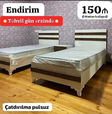 qosa taxt: İkili tək nəfərlik çarpayı dəsti - Rəng: ağ və tünd qəhvəyi zolaqlı - — 1