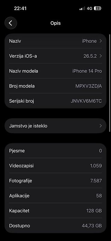 Apple iPhone: Apple iPhone 14 Pro – 6.1" Iphone u odlicnom stanju, 81BH, free sim — 7