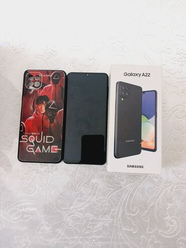 планшет таб а8: Samsung Galaxy A22, Колдонулган, 128 ГБ, түсү - Кара, 2 SIM