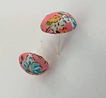 Бижутерия: Серьги сөйкөлөр серёжки- пуговки НС с тканевым покрытием в шести — 8