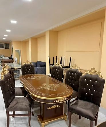 ofis stol stullari: Klassik üslubda yemək dəsti - Tərkib: oval formalı masa + 6 ədəd stul — 1