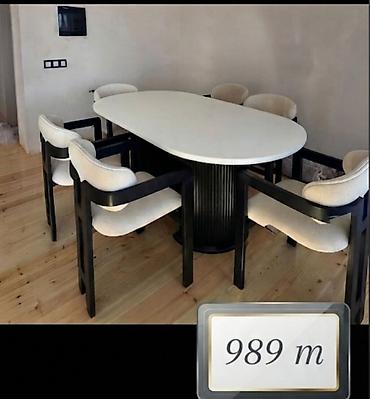 Qonaq otağı üçün, Yeni, Açılmayan, Oval masa, 6 stul