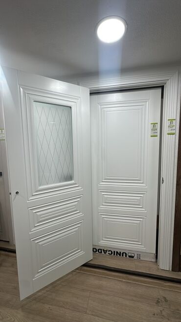 стекло в межкомнатную дверь: Межкомнатная дверь со стеклом, МДФ, Двустворчатая, цвет - Белый