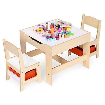 ploca za sto: Dečiji set sto i 2 stolice sa tablom za pisanje Wood ECOTOYS Šifra — 2